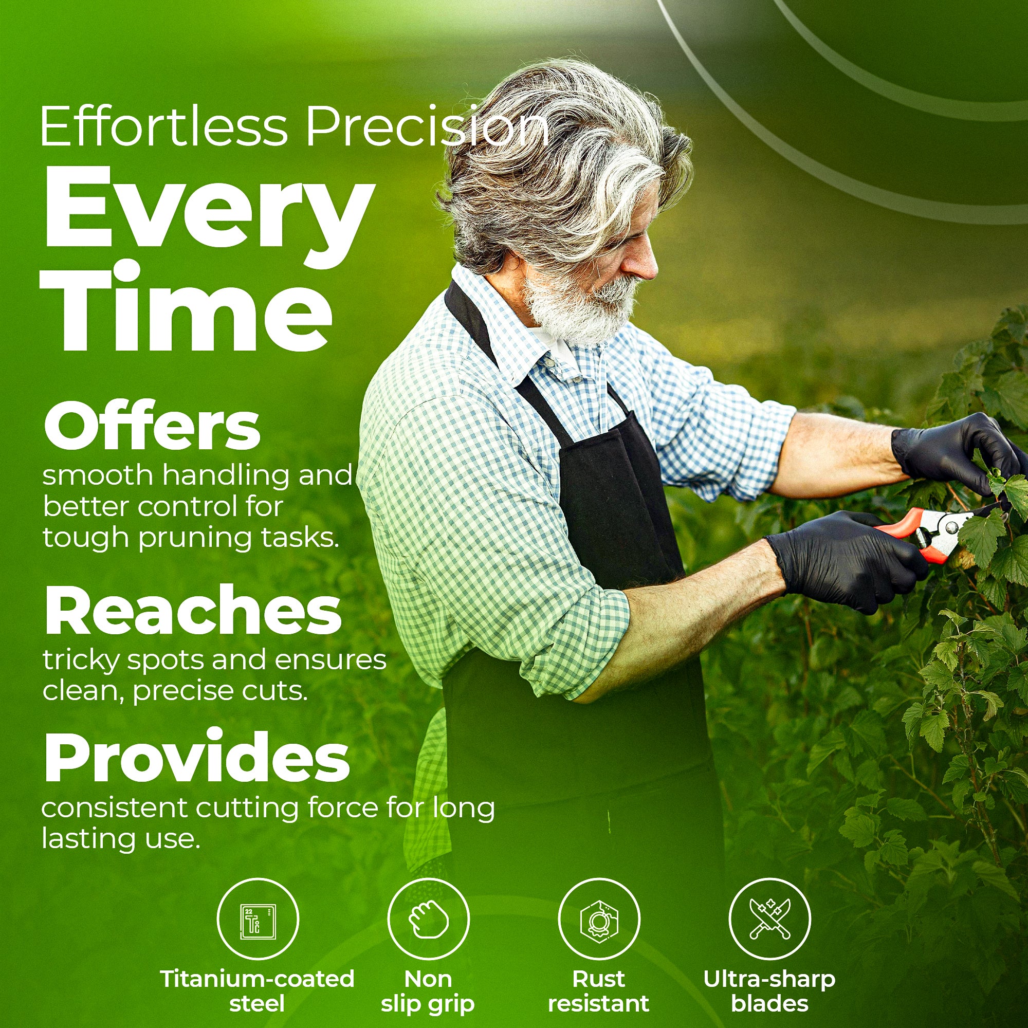 ClassicPRO Garden Shears -Titanium Blade - Heavy Duty Bypass Pruners for Trees, Plants, Shrubs - Pro Pruner