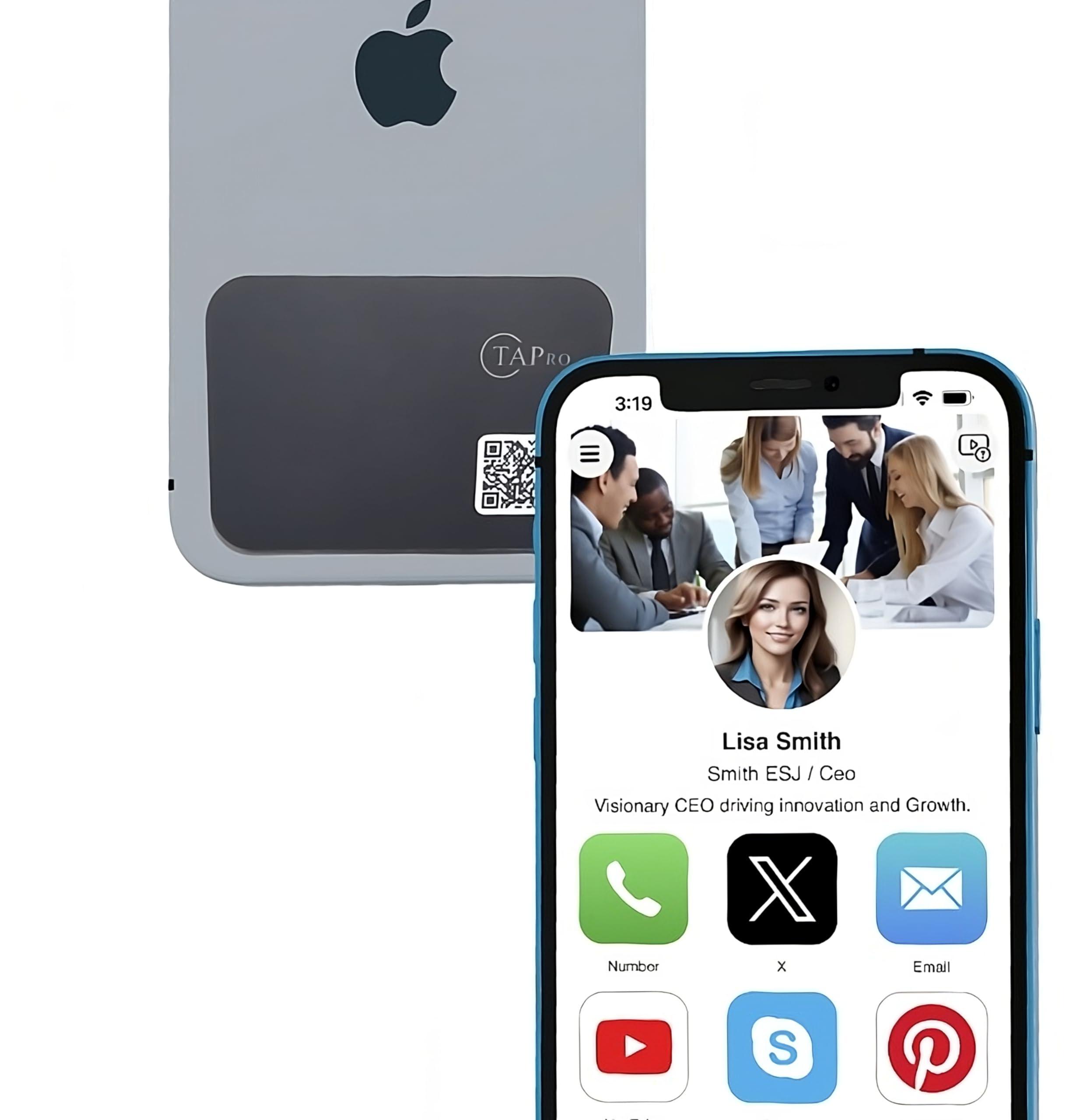 Digital Business Card NFC-Mini by TAPro, Contact Info via NFC Card Tap or Scan QR Code iPhone or Android - Pro Pruner