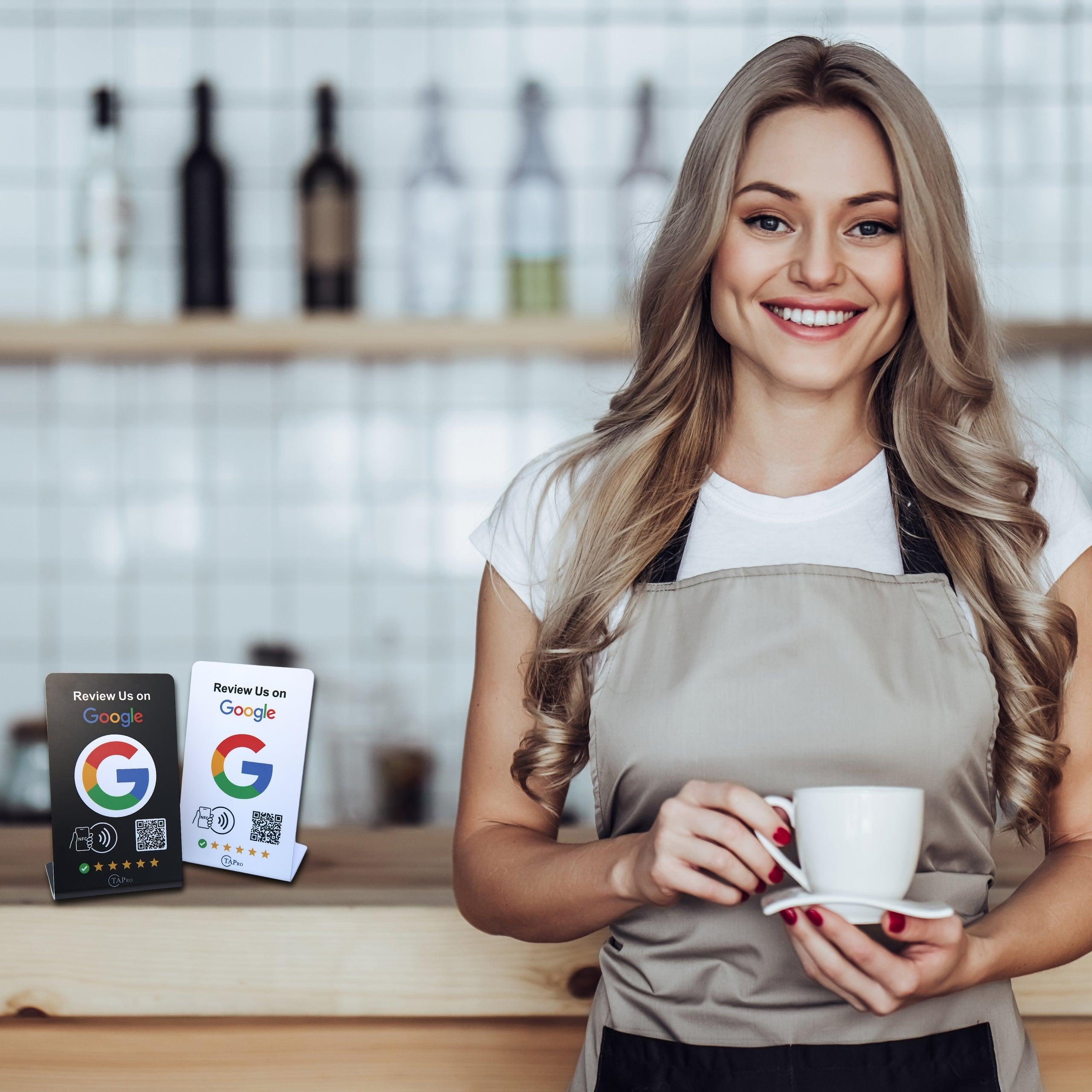 Review card with QR code, Smart feedback card, Google review sticker with NFC