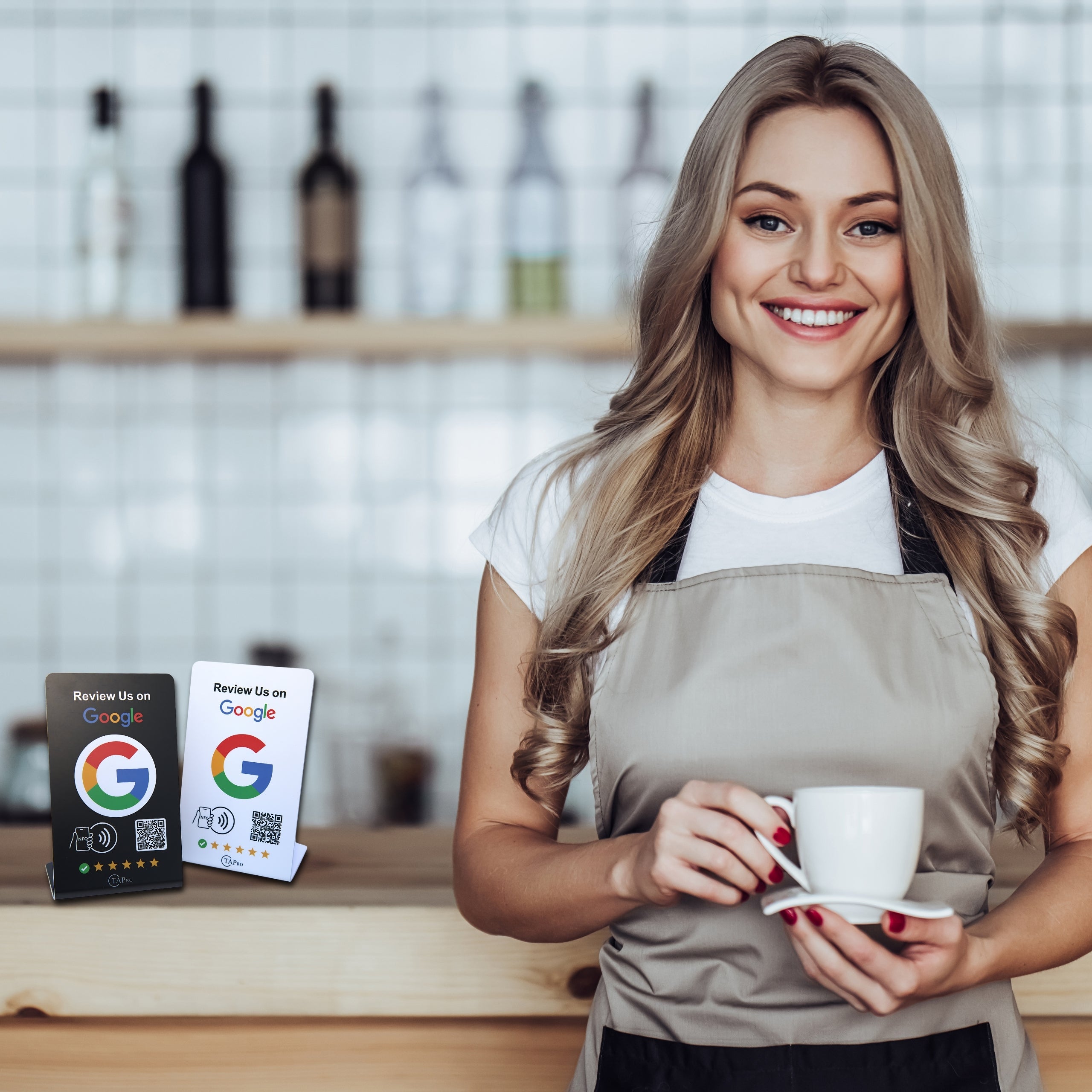 Google Review Stand Nfc with QR Code-TAPro (White) - Pro Pruner