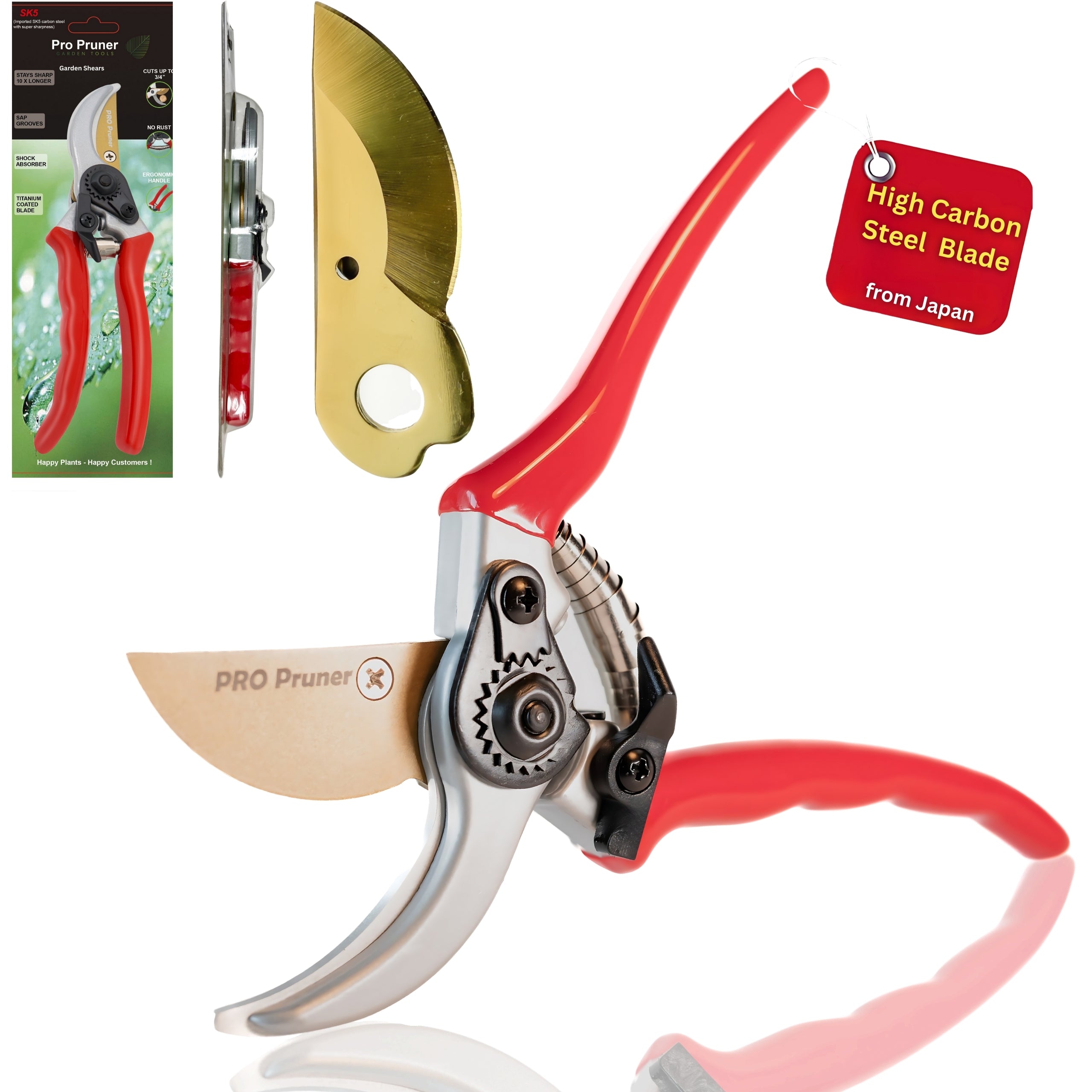 ClassicPRO Garden Shears -Titanium Blade - Heavy Duty Bypass Pruners for Trees, Plants, Shrubs - Pro Pruner