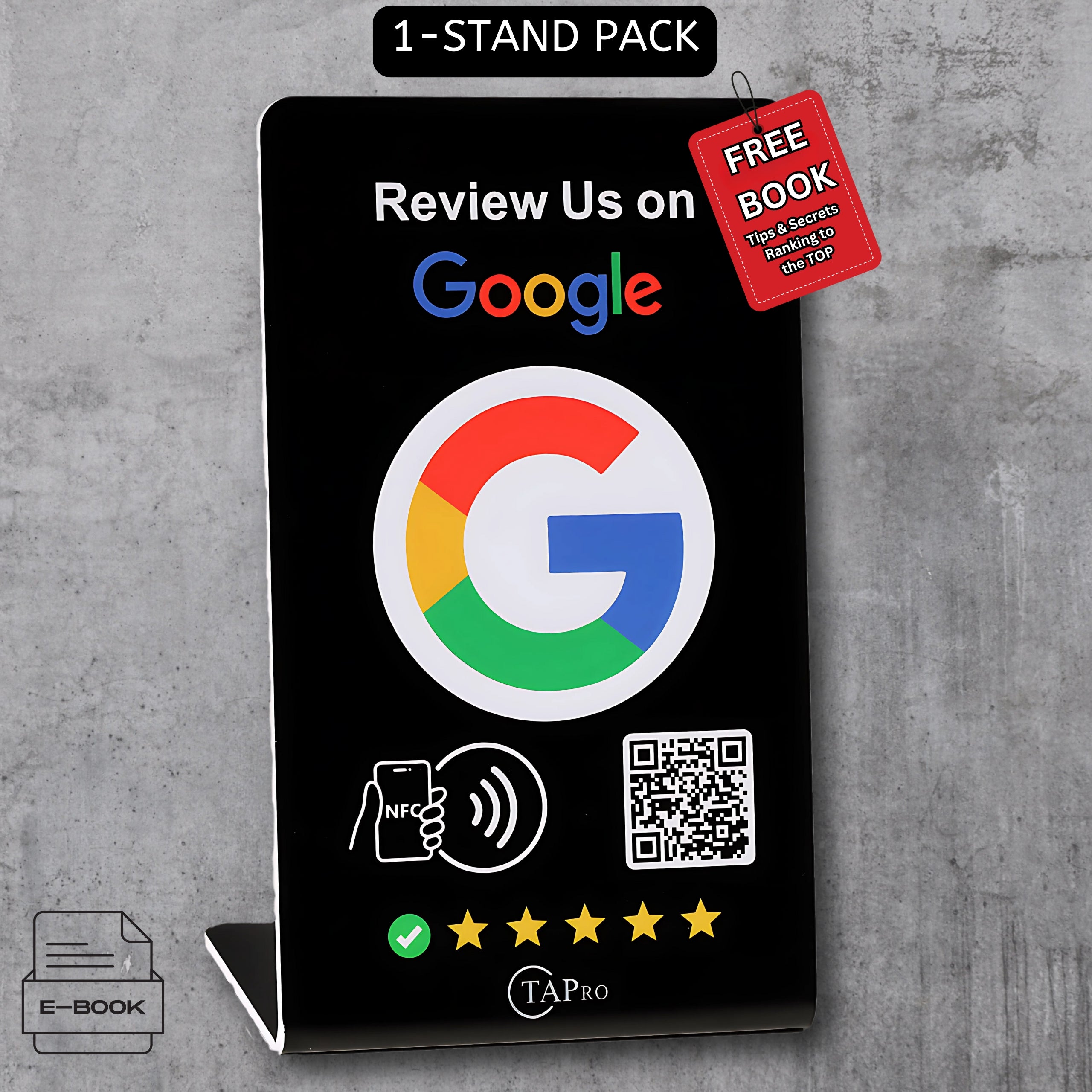 Google Review Stand NFC QR  1 Stand Black