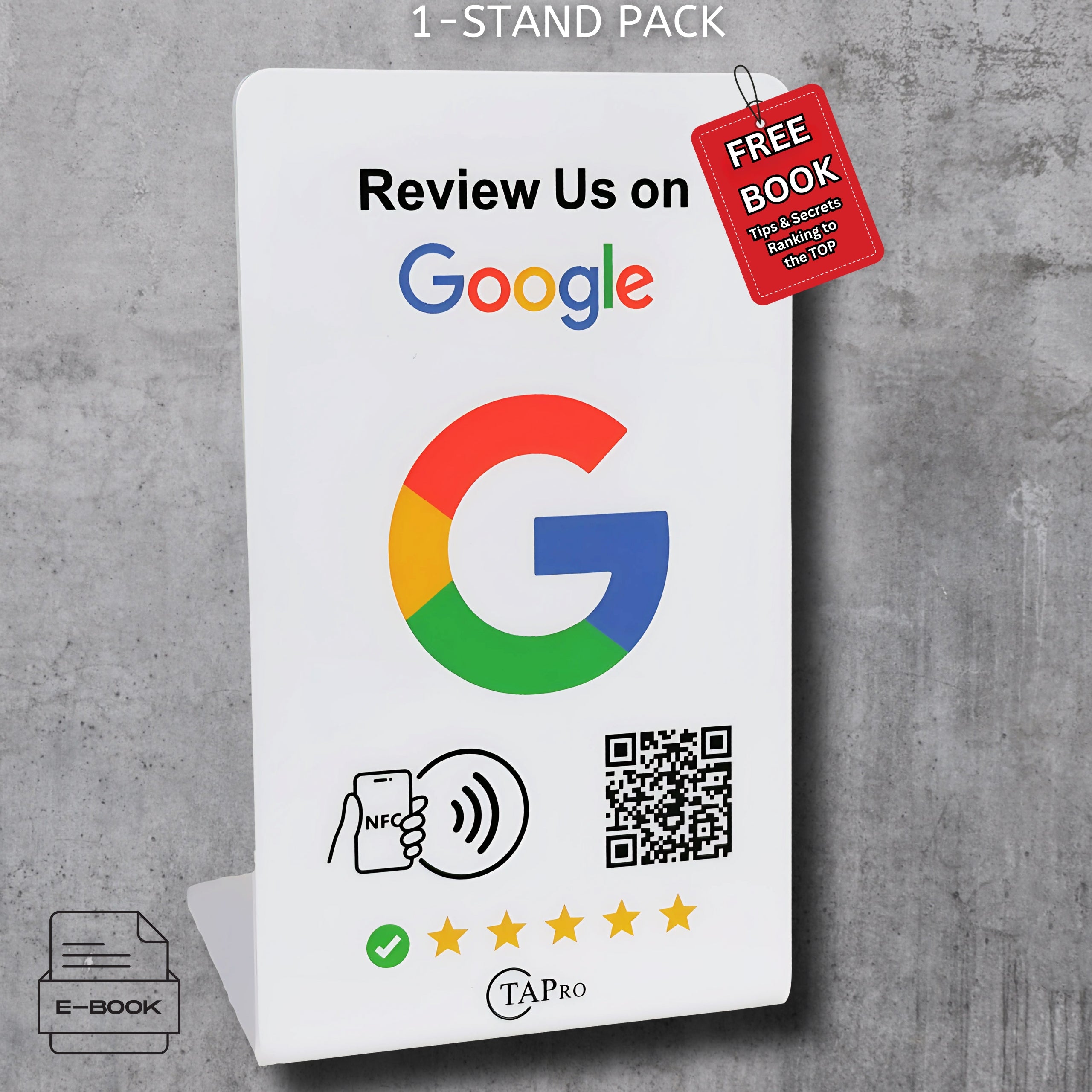 Google Review Stand NFC QR  1 Stand Black