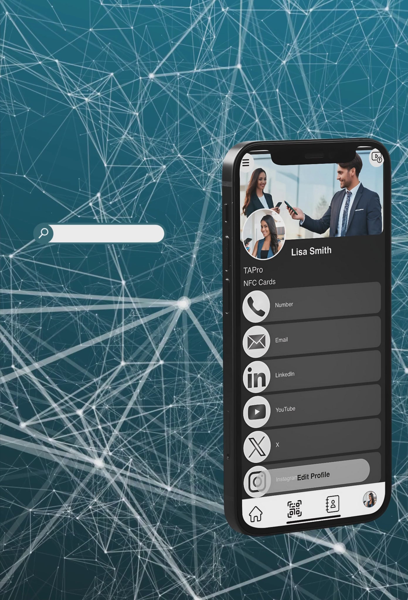 Digital Business Card NFC-Mini by TAPro, Contact Info via NFC