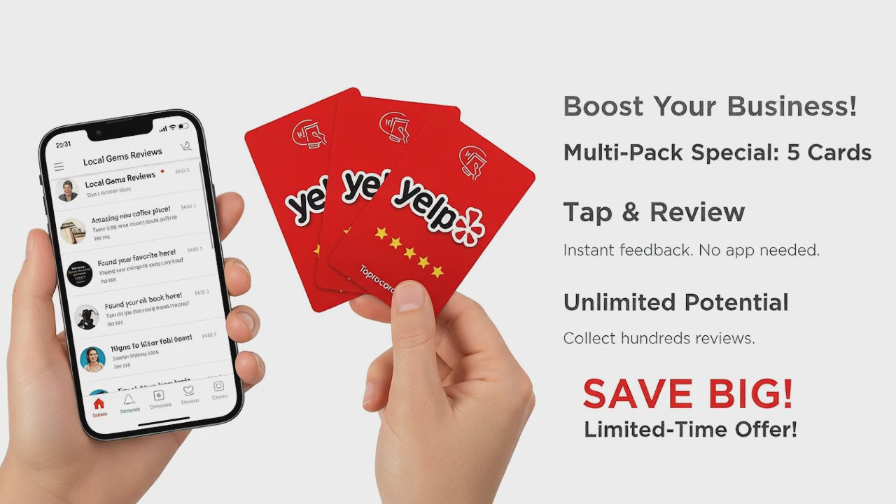 Review Us on Yelp NFC Cards by TAPro – Tap-to-Review (1, 3 & 5 Pack)