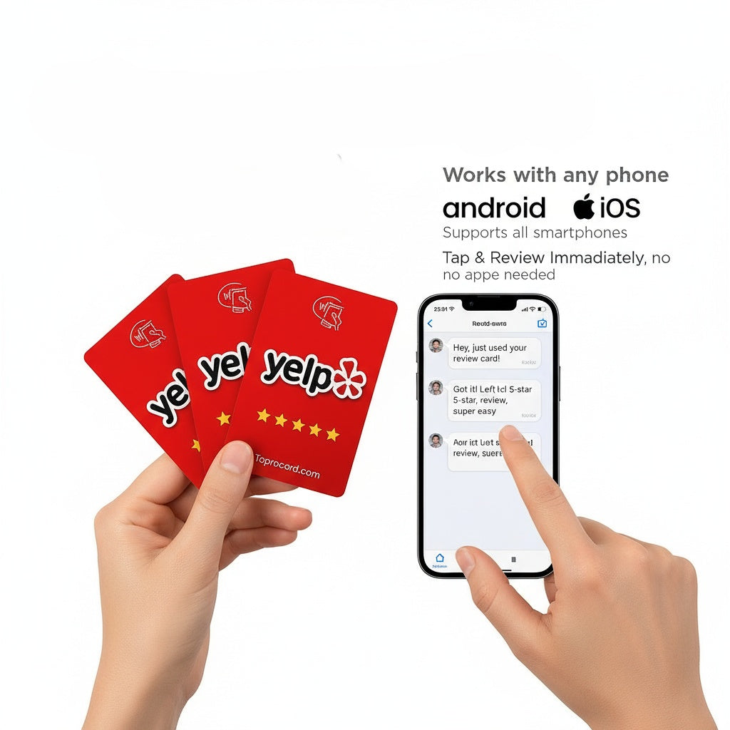 Review Us on Yelp NFC Cards by TAPro – Tap-to-Review (1, 3 & 5 Pack)