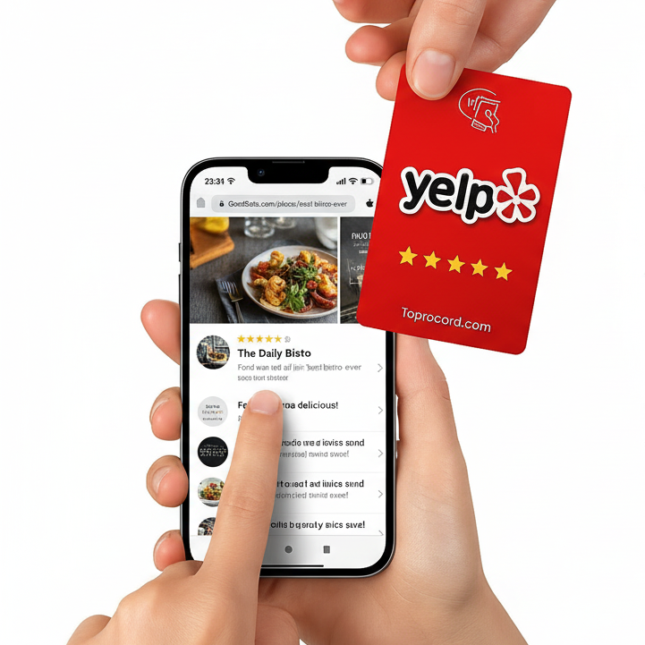 Review Us on Yelp NFC Cards by TAPro – Tap-to-Review (1, 3 & 5 Pack)